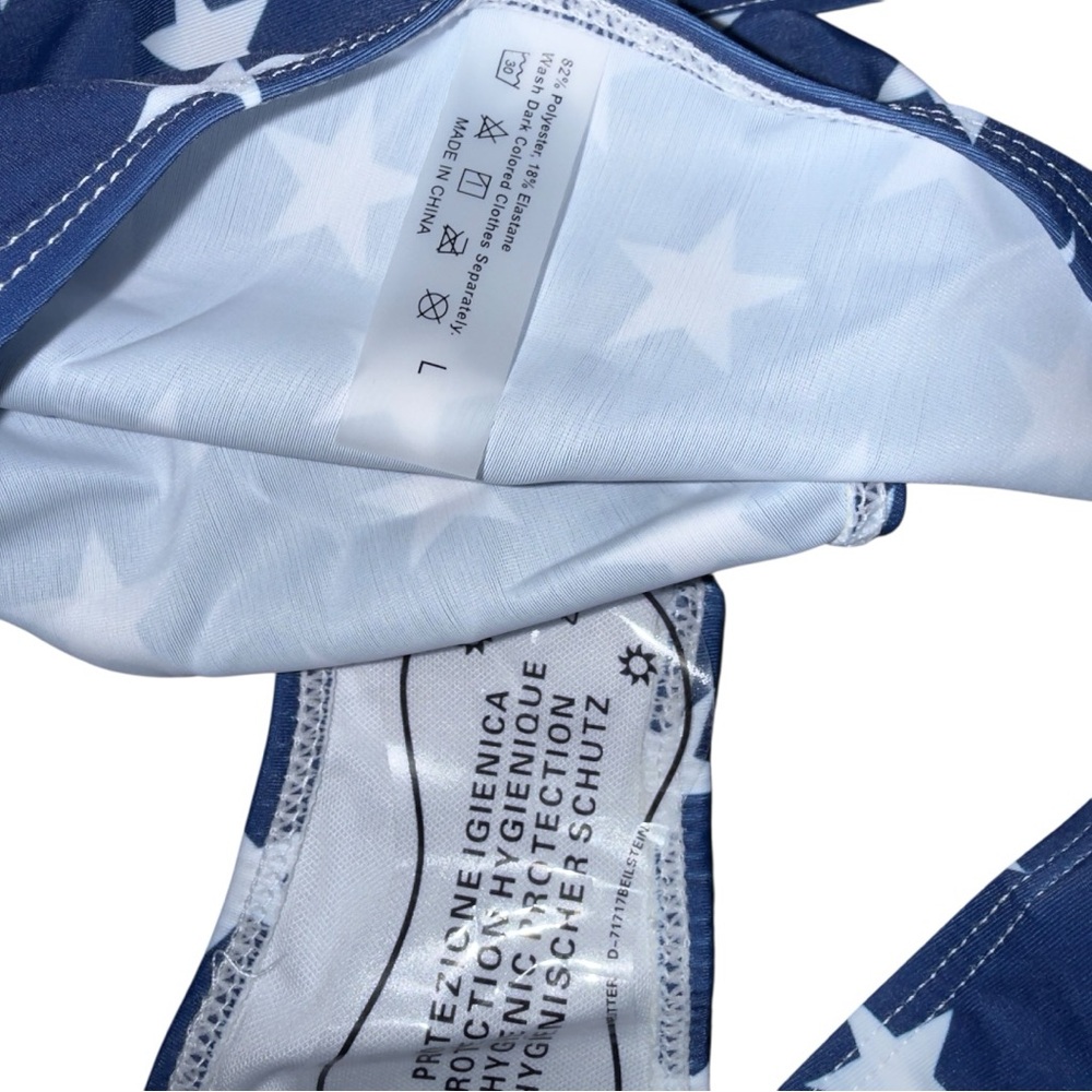 American Flag Star Print Bikini Set Red White Blue Two Piece Size Large - Picture 10 of 10